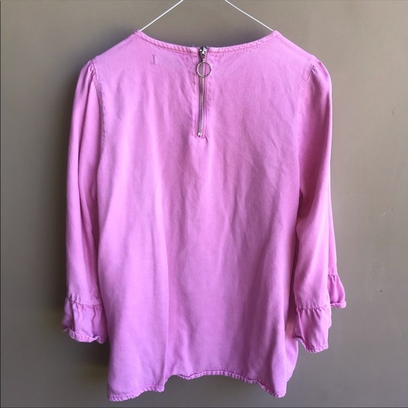 Vero Moda Chambray Top w Ruffle Sleeve Pink Denim - Picture 4 of 4